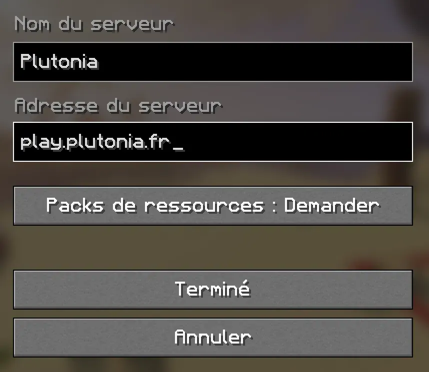 Exemple d'ajout serveur